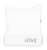 Novorozenecká čepička Baby Nellys, Love - bílá, vel. 62; 62 (2-3m)