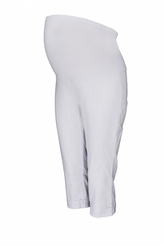 Be MaaMaa Těhotenské 3/4 kalhoty s elastickým pásem - bílé, vel. XXL; XXL (44)