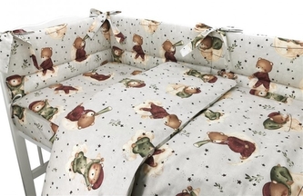 Mantinel s povlečením, 3D, bavlna, Teddy and Moon - béžová; 120x90