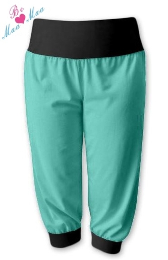 Be MaaMaa Sportovní 3/4 legíny CAPRI - máta/černá, vel. L/XL; L/XL
