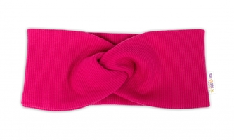 Baby Nellys Hand Made Dvouvrstvá žebrovaná čelenka, malinová; 56/62 (0-3m)