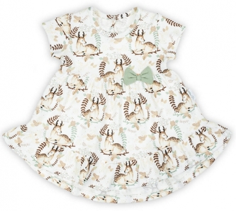 Bavlněné šatičky kr. rukáv Bambi, Nicol, krémové, vel. 80; 80 (9-12m)