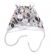 Baby Nellys Kojenecká čepička s oušky na zavazování - Palouček, mátová, vel. 68/74; 68/74 (6-9m)