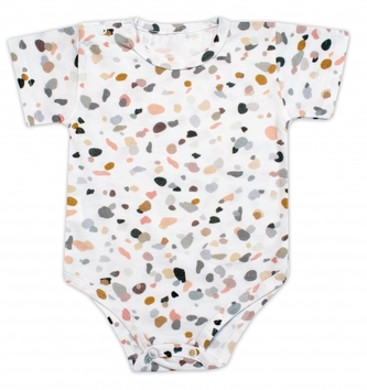 Body kr. rukáv, bavlna, zapínání u krku Kamínek Mrofi, bílé, vel. 74; 74 (6-9m)