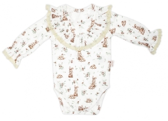 Body dlouhý rukáv s krajkovým volánkem, Bunny, Nicol, krémové, vel. 62; 62 (2-3m)