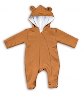 Baby Nellys Kojenecký teplákový overal s kapucí Teddy - karamelový, vel. 86; 86 (12-18m)