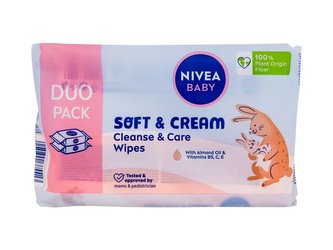 Nivea Baby Čisticí ubrousky Soft & Cream Cleanse & Care Wipes 2x57 ks pro děti