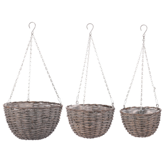 Košík závěsný, cena za sadu 3ks. Šedivá  barva.