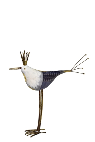 Kovový ptáček decoupage 38,5x9x43 cm