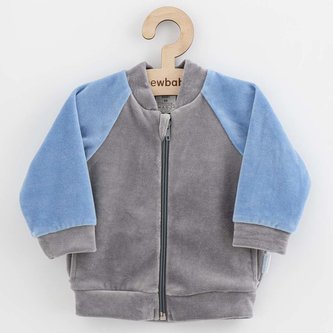 Kojenecká semišková mikina New Baby Suede clothes šedo modrá - velikost 74 (6-9m)