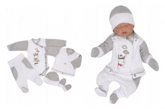 Z&Z 5-dílná soupravička do porodnice Zebra, proužek, vel. 56