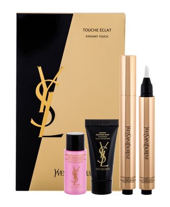 Yves Saint Laurent Touche Éclat rozjasňovač Touche Éclat 2,5 ml + odličovač make-upu Top Secrets Instant Micellar Water 10 ml + pleťová péče Top Secrets Instant Moisture Glow 5 ml