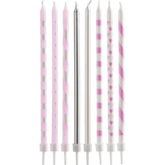 Svíčky dlouhé růžové, - Dekora