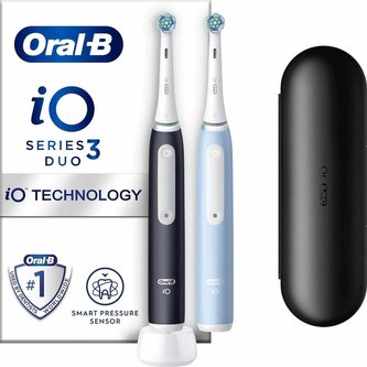Oral-B iO Series 3 Duo Black & Blue elektrický zubní kartáček, 3 režimy, časovač, tlakový senzor, pouzdro