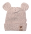 Pletená bavlněná čepice s oušky, dvouvrstvá, Hand Made Baby Nellys, béžová; 56/62 (0-3m)