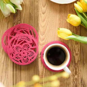Podtácek pod hrnek sada 4 ks | TONEL | růžová | 11.5 cm | 884493 Homla