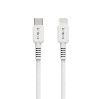 Hama Eco MFi kabel USB 2.0 pro Apple, USB-C – Lightning, 1 m, bílý