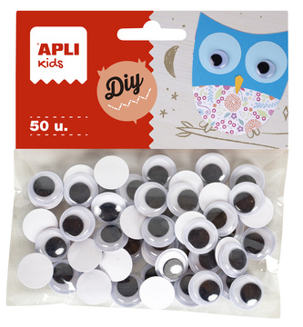 APLI MOVING EYES - oči kulaté, Ø 15 mm, samolepicí, černé