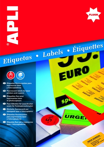 APLI univerzální etikety fluo, Ø 60 mm, zelené