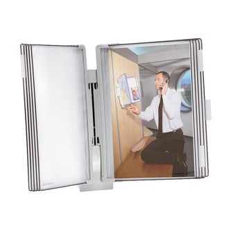 tarifold nástěnný plastový držák Design s rámečky, 10 rámečků A4, rámečky modré, držák šedý, 1 set