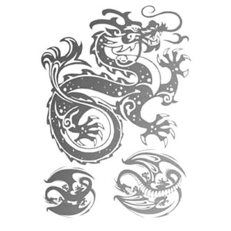 Samolepka na textil, zažehlovací, motiv DRAGON-drak, černá