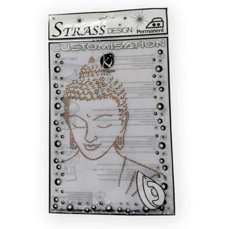 Samolepka na textil zažehlovací štrasová profil BOUDDHA, měď