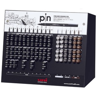 UNI displej PIN 114 ks, plastový, naplněný, otevřený, náplň 114 ks *, Š 27 V 15 H 21 cm