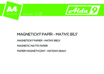 Magnetický papír A4, 650g/m2, premium matný, bílý, 20 listů