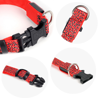 LED Obojek pro psa vzor Leopard /Červená L LED Obojek pro psa vzor Leopard /Červená L