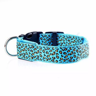 LED Obojek pro psa vzor Leopard /Modrá XS LED Obojek pro psa vzor Leopard /Modrá XS