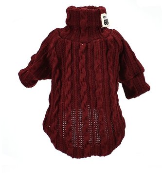 Svetr/rolák s rukávem pro psa Spring - Vínová L