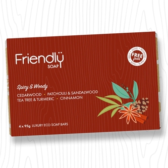 Friendly Soap přírodní mýdlo dárková sada mýdel Spicy and Woody 4x 95g