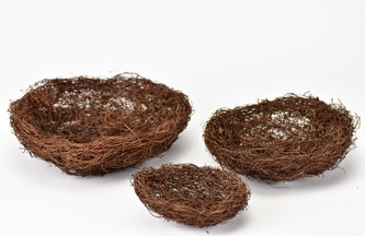 Hnízdo z proutí sada 3 ks, barva hnědá