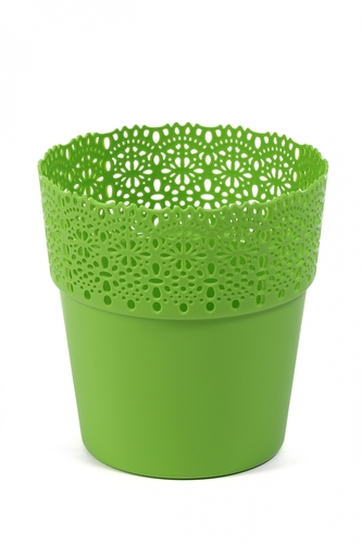 Plastový květináč krajka Bella 145 mm, světle zelený