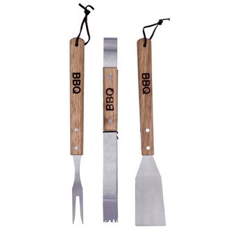 NÁČINÍ GRILOVACÍ BBQ SET 3KS DŘEVĚNÁ RUKOJEŤ
