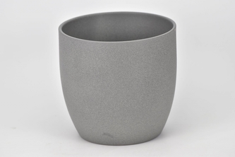 Keramický květináč Basel matný 16 cm tmavě šedý efekt kámen II. jakost