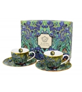 Porcelánový hrnek espesso s podtalířkem Irises inspired by Van Gogh 110 ml, sada 2 ks v dárkovém boxu