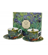 Porcelánový hrnek espesso s podtalířkem Irises inspired by Van Gogh 110 ml, sada 2 ks v dárkovém boxu