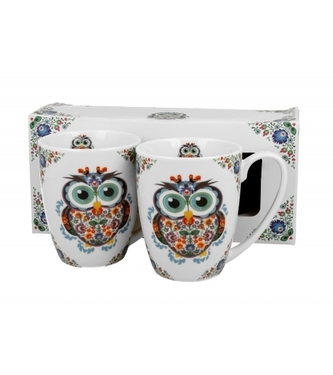Porcelánový hrnek Owl Etno 360 ml, sada 2 ks v dárkové krabičce