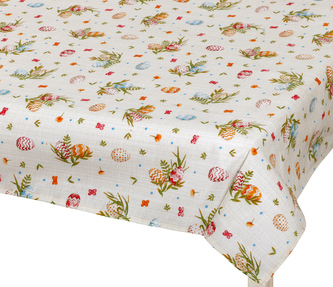 Ubrus Velikonoce - Vajíčko béžová, zelená , červená - 120x140 cm