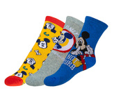 Ponožky dětské Mickey - sada 3 páry - červená, žlutá, modrá, šedá - 31-34