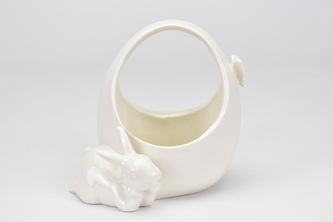 Keramický květináč vajíčko se zajíčkem 13,5x12,5x12,5 cm