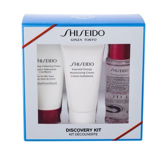 Shiseido Essential Energy denní pleťový krém 30 ml + čisticí pěna Clarifying Cleansing Foam 30 ml + pleťová voda Treatment Softener 30 ml