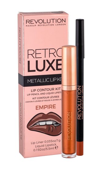 Makeup Revolution London Retro Luxe tekutá rtěnka 5,5 ml + konturovací tužka na rty 1 g