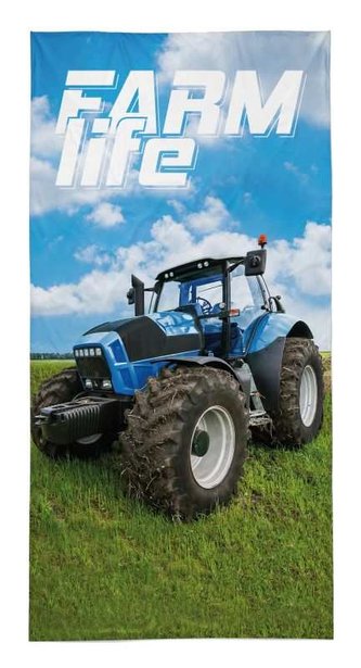 DETEXPOL Osuška Traktor blue farm  Bavlna - Froté, 70/140 cm