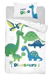 DETEXPOL Bambusové povlečení do postýlky Dinosaurus blue  Bavlna, Bambus, 100/135, 40/60 cm