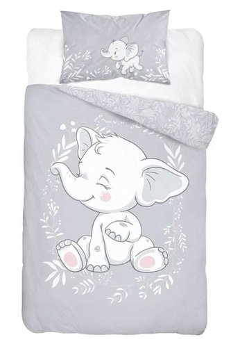 DETEXPOL Povlečení do postýlky Slon baby šedý  Bavlna, 100/135, 40/60 cm