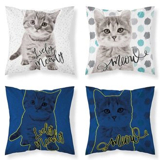 DETEXPOL Povlak na polštářek Sweet Animals Kotě šedé svítící  Bavlna, 40/40 cm
