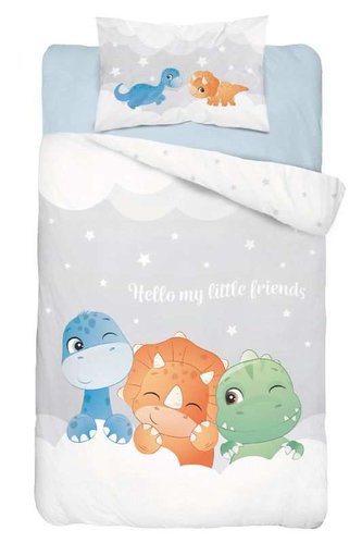 DETEXPOL Povlečení do postýlky Dino baby grey  Bavlna, 100/135, 40/60 cm