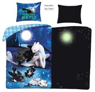 HALANTEX Povlečení Jak vycvičit Draka svítící  Bavlna, 140/200, 70/90 cm